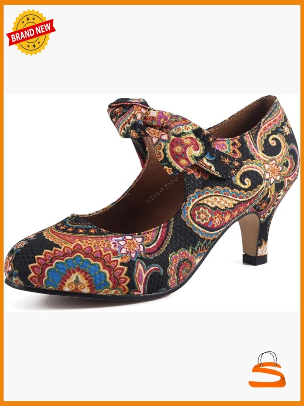 Vintage Bow Mary Jane Kitten Heel Pumps Low Heel Dress Shoes Women's Round Toe